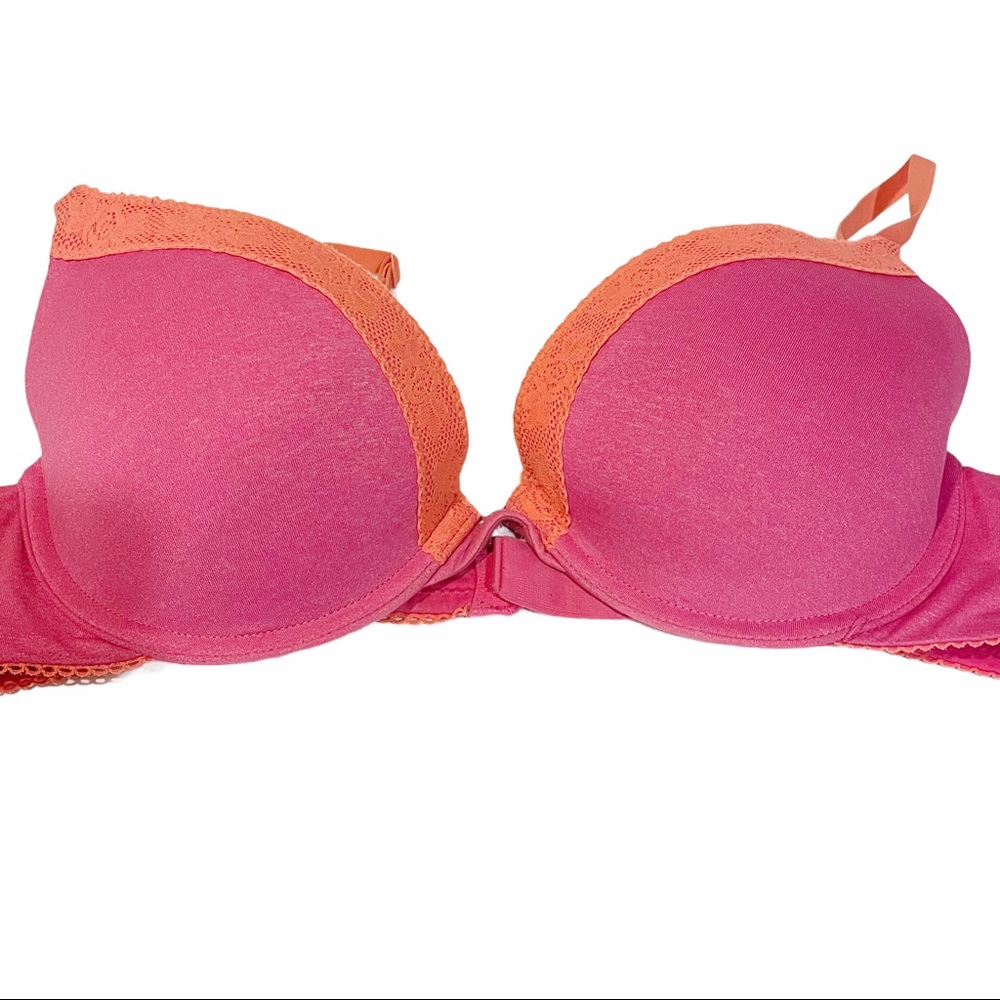 Maidenform Pink‎ Lace Trim Lightly Padded Bra 34C